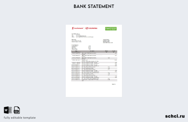 цифровая загрузка Колумбия Scotiabank Colpatria шаблон слова банковской выписки